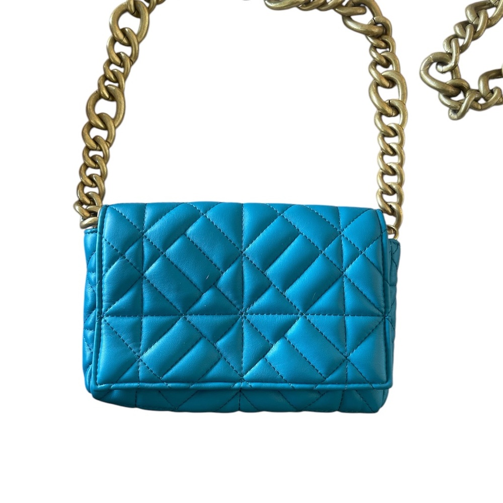 Zara Teal Quilted Chain Bag - Picture 4 of 4